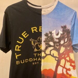 True Religion Sz Small T Shirt, Logo, Joshua Tree Graphic, Buddha, Desert Color